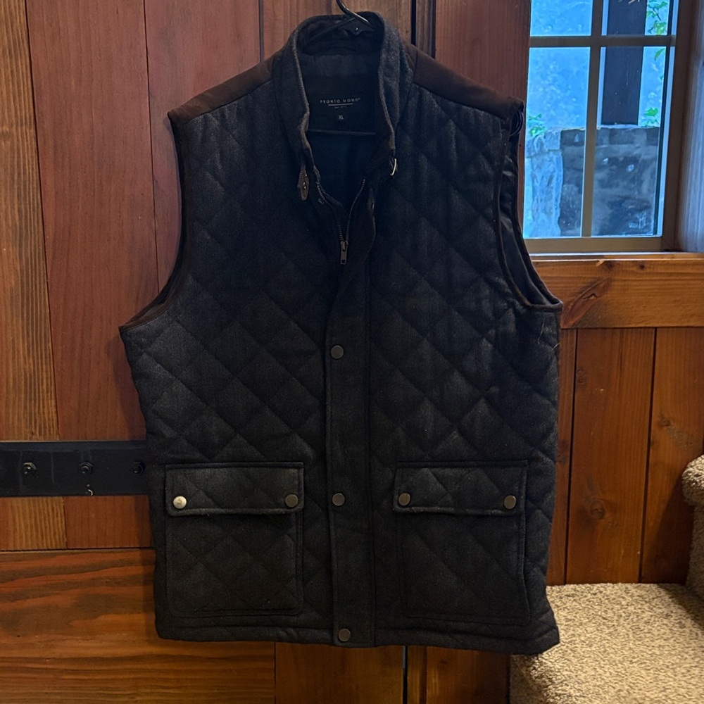 Pronto Uomo Quilted Rugged, Navy/Tweed Vest
